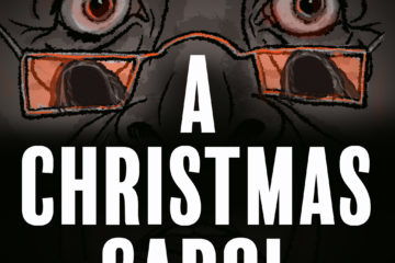 Cropped face that has two eyes and the bridge of a nose. Eyes are wide open and glasses sit on their nose. The reflection in the glasses is a spector. A Christmas Carol is written below the face.